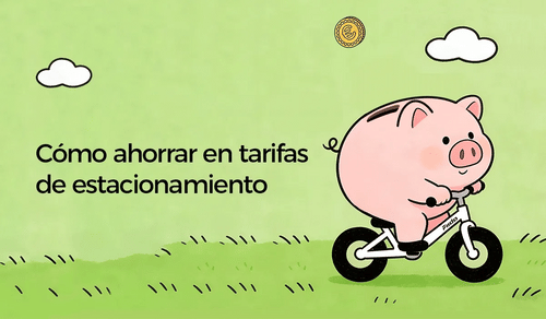 Animación de una alcancía montada en una bicicleta eléctrica Fiido.